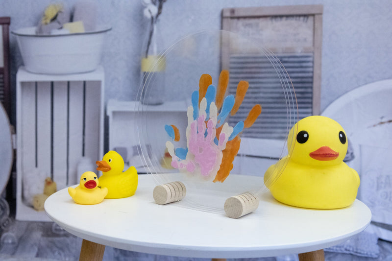 Kit d'empreinte de mains louyou en support rond pour 5 personnes couleur nacré