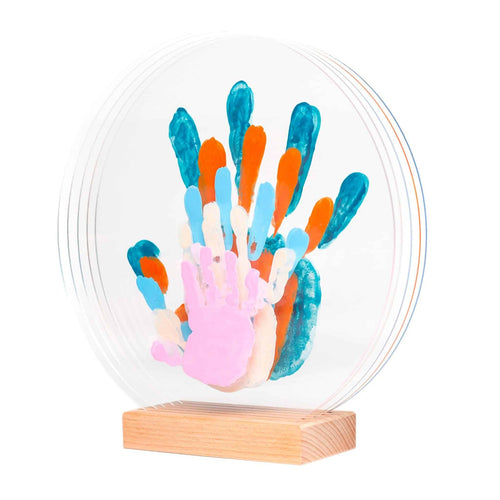 Kit d'empreintes de mains pour Famille de 5 : Immortalisez les moments précieux en famille avec ce coffret d'empreintes sûr et personnalisable, fabriqué en France. pastel