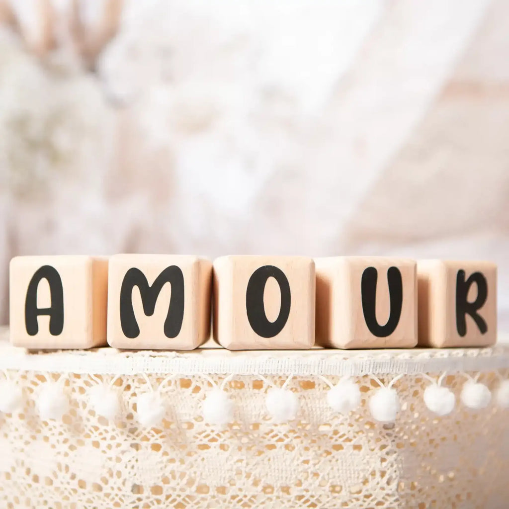 Louyou ALPHACUBES kit de 5 cubes noir blanc et gris avec stickers