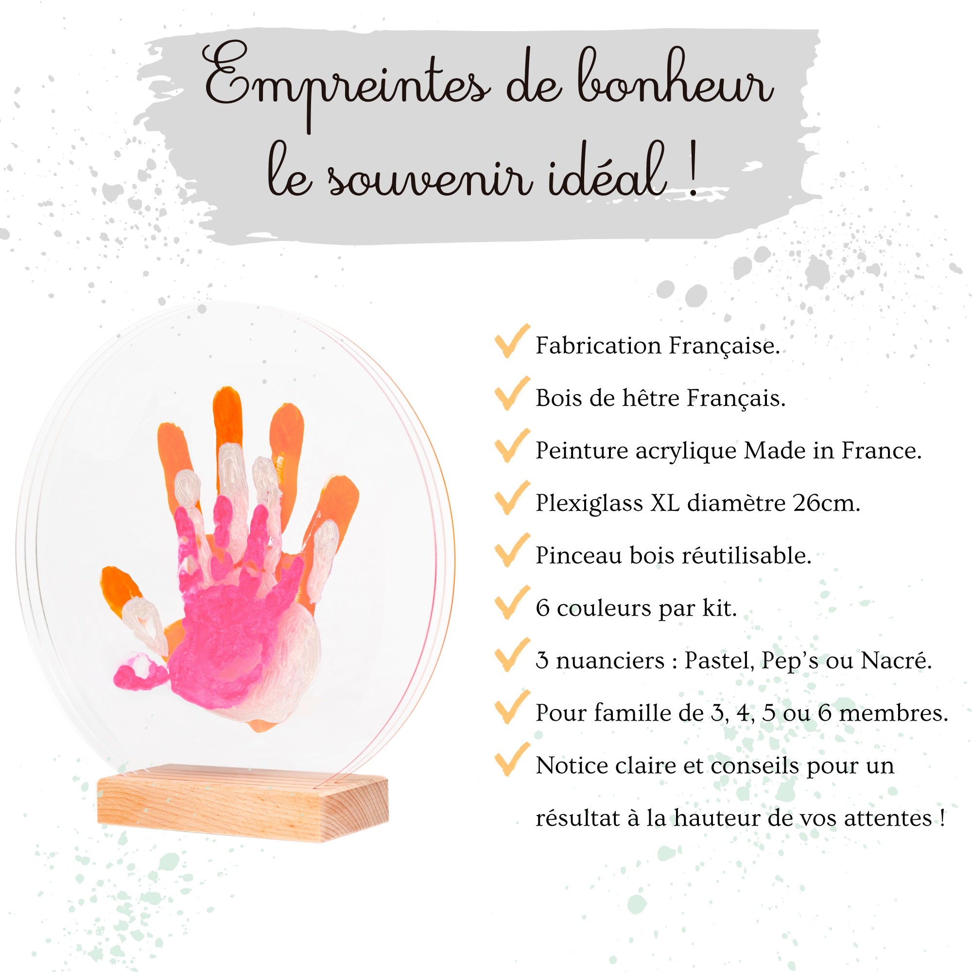 LouYou kit d'empreintes de mains pour 3 personnes couleur nacre
