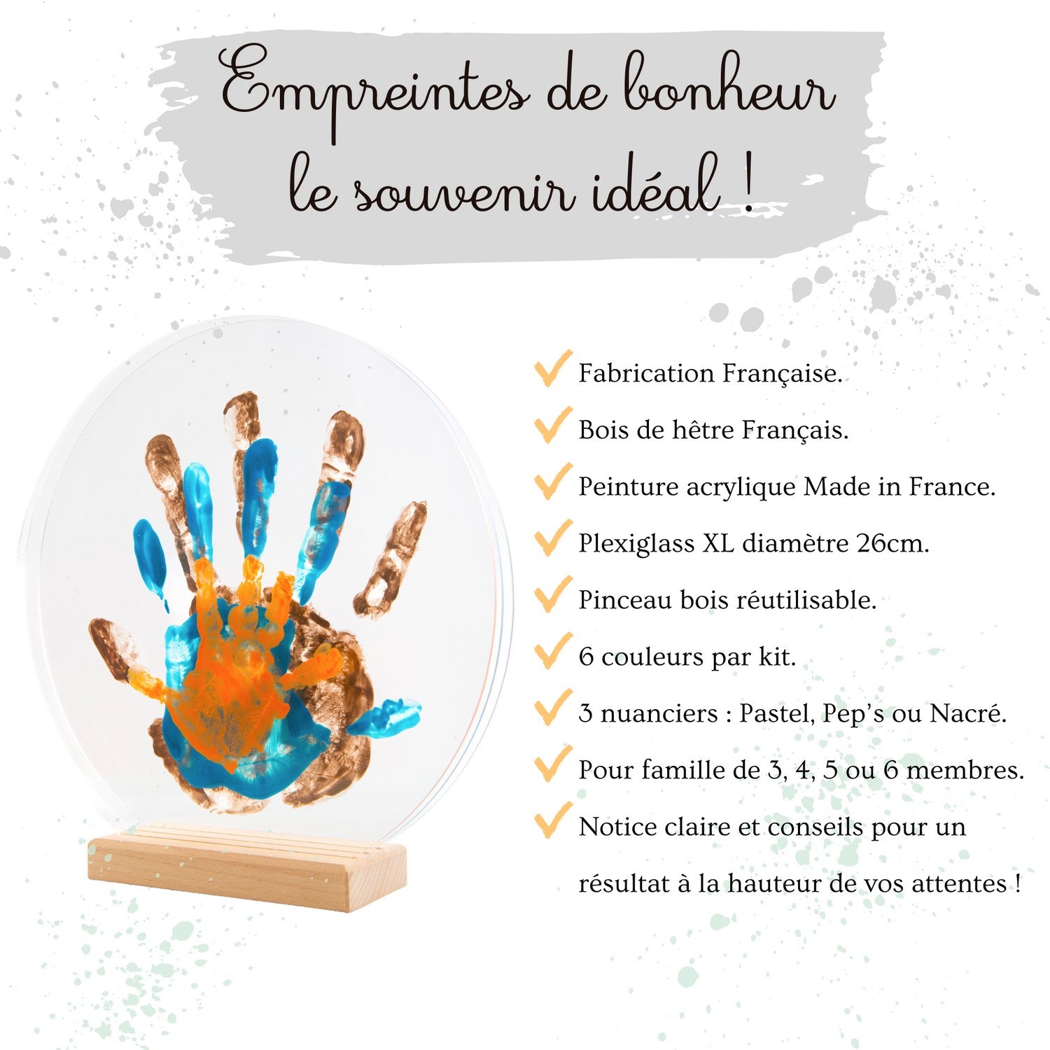 LouYou kit d'empreintes de mains pour 3 personnes couleur nacre