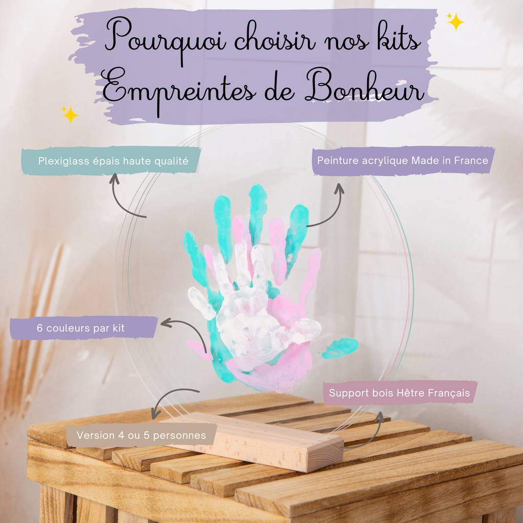 LouYou kit d'empreintes de mains pour 3 personnes couleur pastel