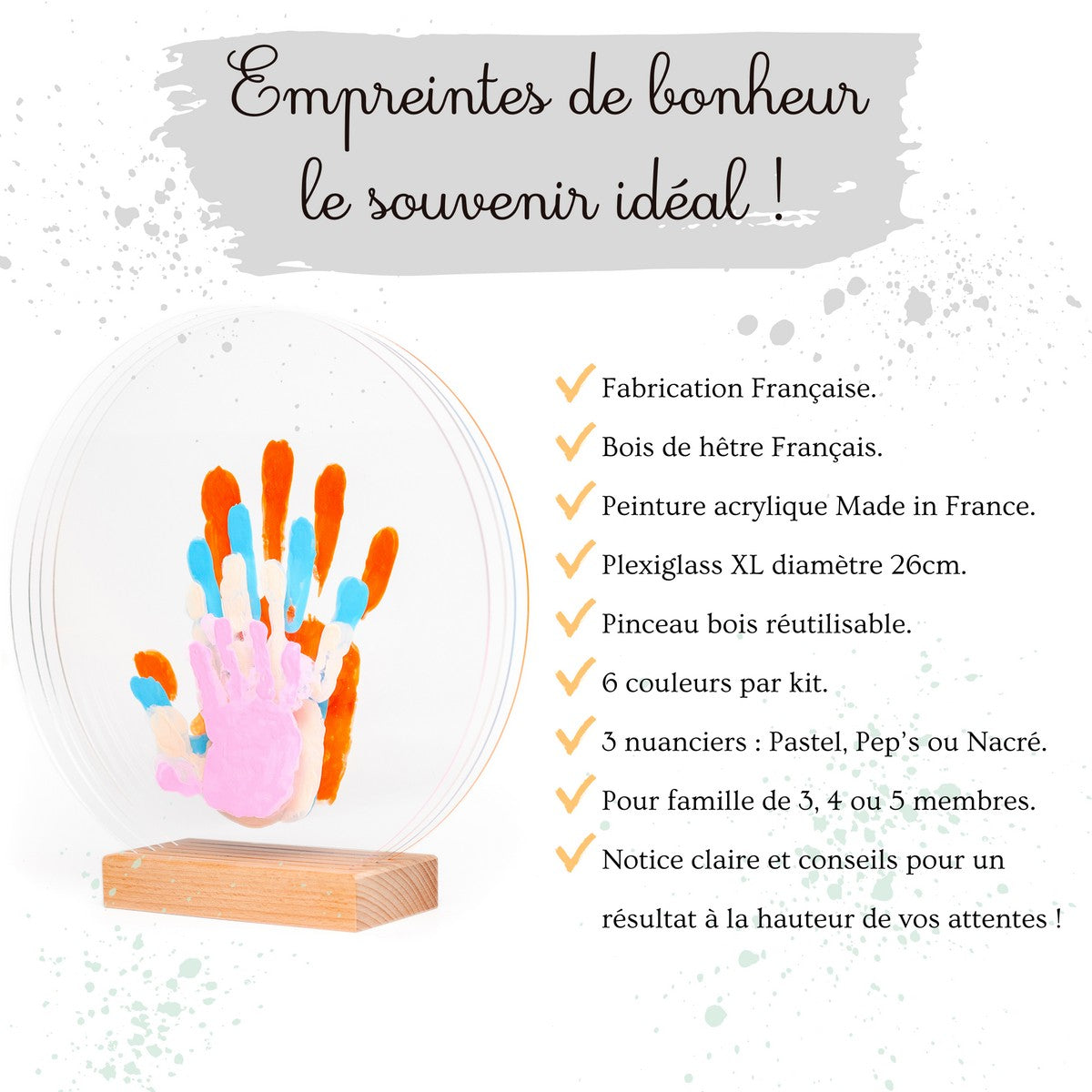 Cadre D'empreinte De Main Souvenir, Cadre D'empreinte De Main Transparent - Kit D'impression à La Main | Kit De Cadre En Bois De Feuilles Transparentes, Kit Artisanal Transparent Pour Nouveau Parent P