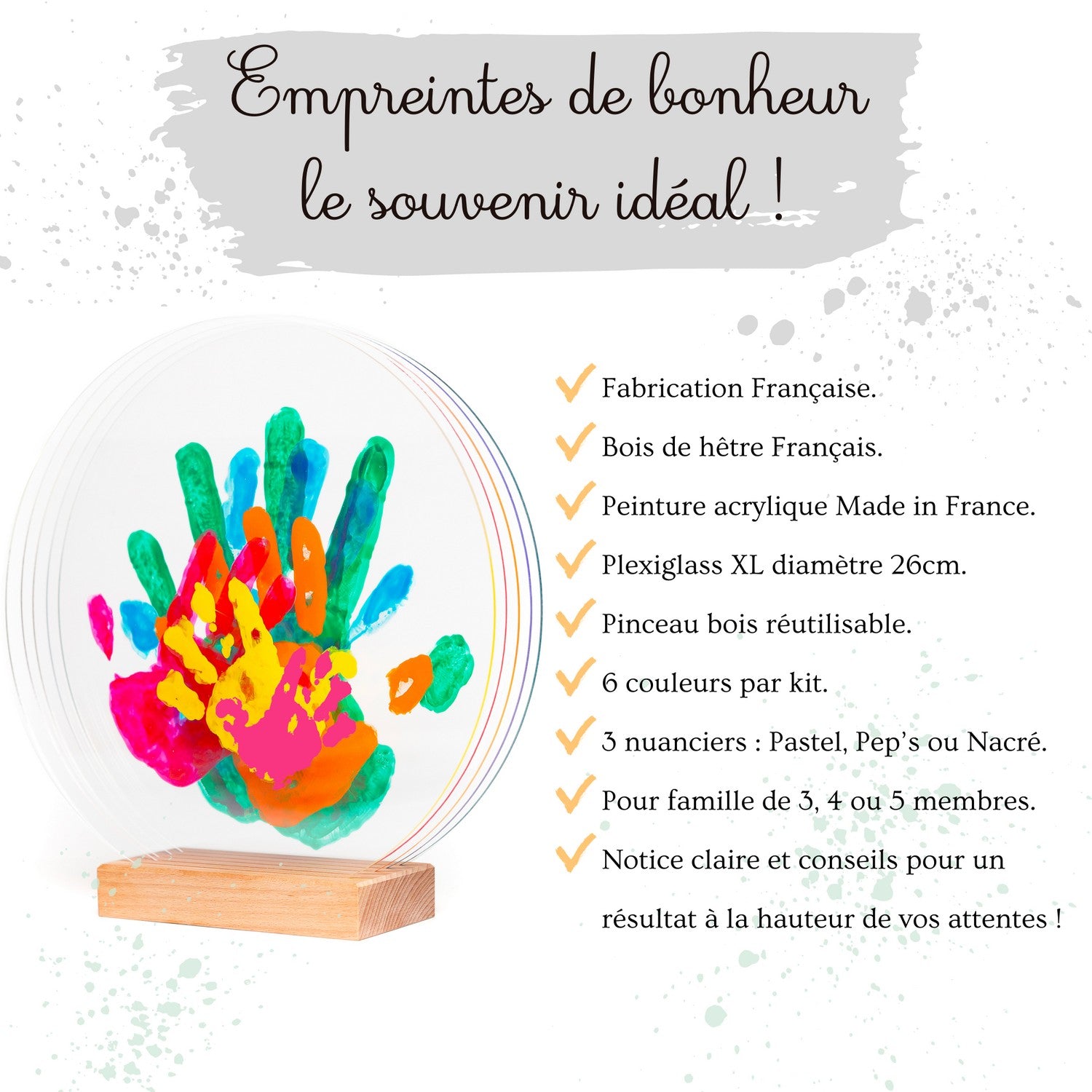 Kit d'empreinte de mains pour 6 personnes couleur peps