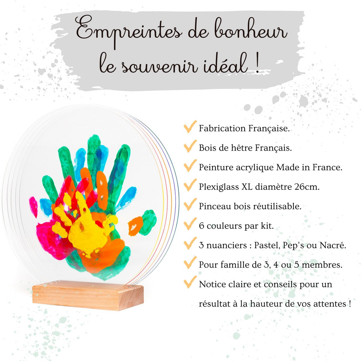 Kit d'empreintes de mains pour Famille de 5 : Immortalisez les moments précieux en famille avec ce coffret d'empreintes sûr et personnalisable, fabriqué en France. peps