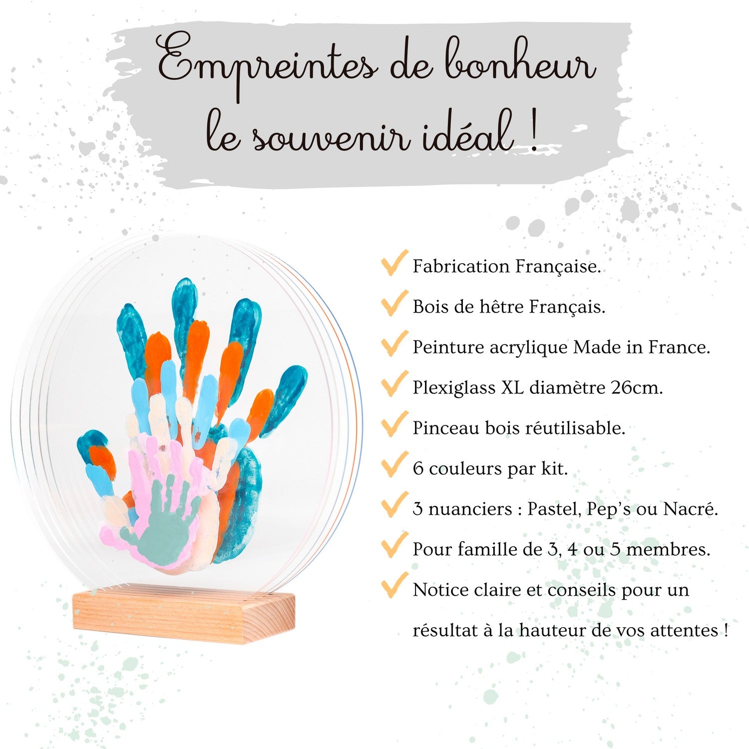 Kit d'empreinte de mains pour 6 personnes couleur pastel