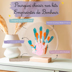 Kit d'empreintes de mains pour Famille de 5 : Immortalisez les moments précieux en famille avec ce coffret d'empreintes sûr et personnalisable, fabriqué en France. pastel